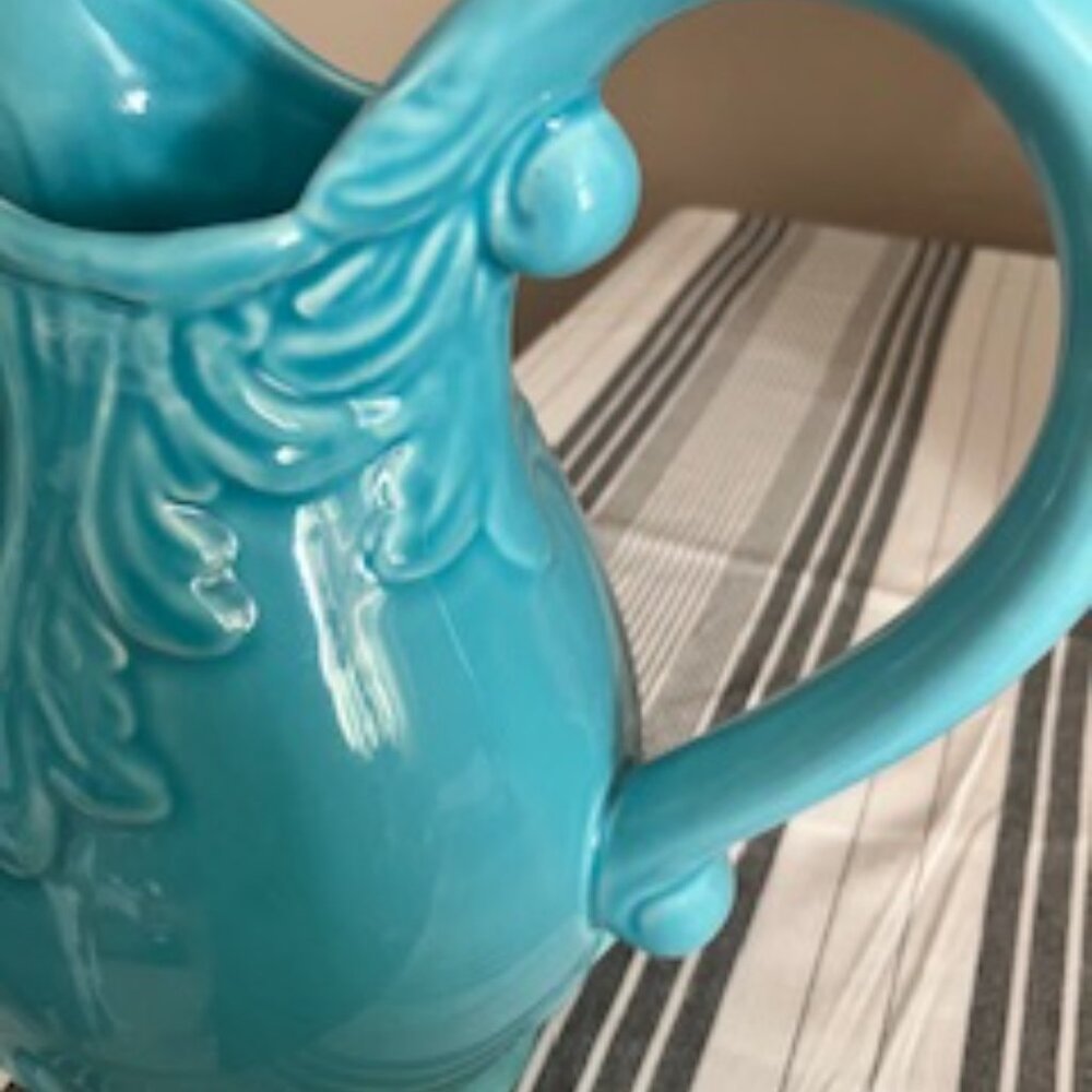 Decorative & Functional Pitcher – 12” Tall, Turquoise Color - Picture 4 of 4